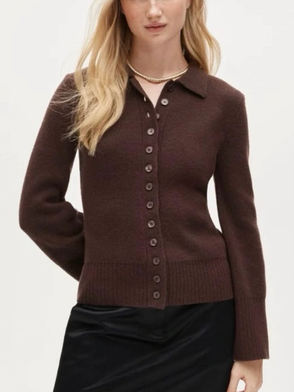 J.Crew Chocolate Brown 100% Lambswool Milano Cardigan Jacket in Size M - Picture 2 of 9